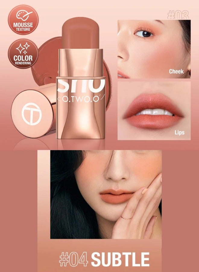 O.TWO.O O TWO O Glow Color Bounce Blush Stick Long Lasting Cream Blusher Makeup Face Cheek Highlighter Lightweight Natural Radiant Soft Pink Peach Red Glow - Image 1