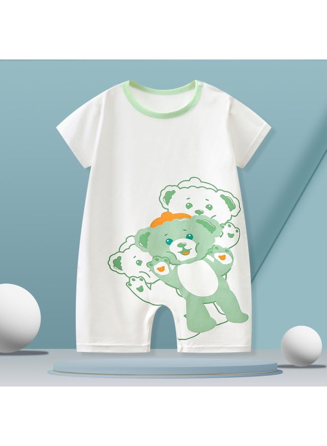 Summer Baby Jompsuit Thin Men's Treasure Clothes Cartoon Newborn Short-sleeved Climbing Clothes Baby Women's Treasure Pajamas