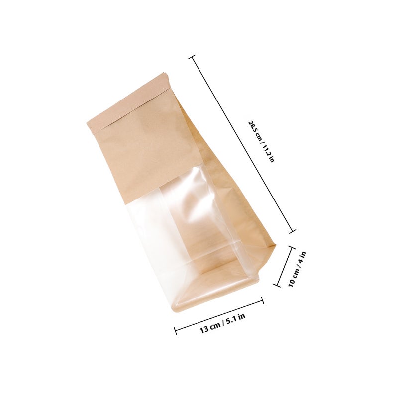 50pcs Paper Bread Bags with Clear Window Bread Bags Large Paper Bakery Bag with Window - Image 2