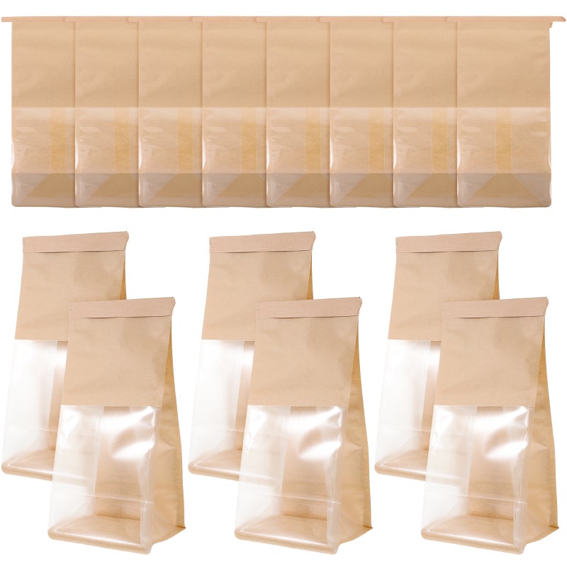 50pcs Paper Bread Bags with Clear Window Bread Bags Large Paper Bakery Bag with Window - Image 1