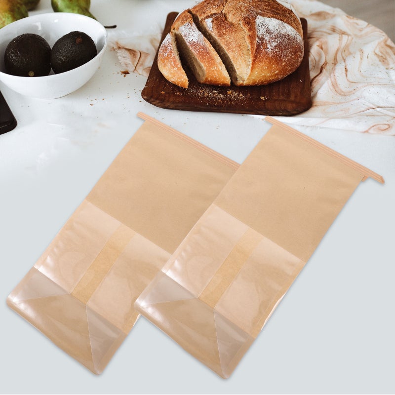 50pcs Paper Bread Bags with Clear Window Bread Bags Large Paper Bakery Bag with Window - Image 3