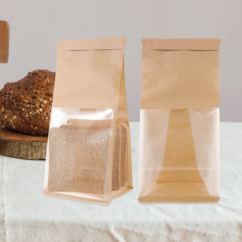 50pcs Paper Bread Bags with Clear Window Bread Bags Large Paper Bakery Bag with Window - Image 4