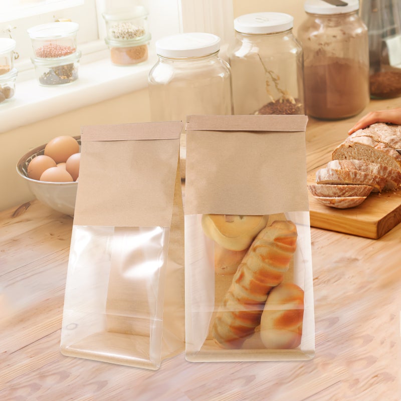50pcs Paper Bread Bags with Clear Window Bread Bags Large Paper Bakery Bag with Window - Image 5