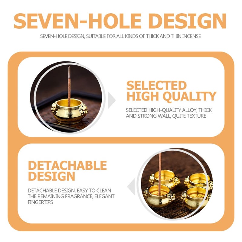 Brass Lion Ear Incense Burner Seven Hole Censer Bowl Holder For Home Fragrance - Image 4