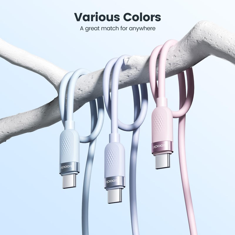 toocki USB C to USB C Cable [3Pack,6ft] 60W Fast Charging Type C Silicone Cord Compatible with iPhone 17 16 15 Pro Plus Pro Max Air, iPad Pro, Galaxy S25, Switch, MacBook Air, Pixel - Image 3