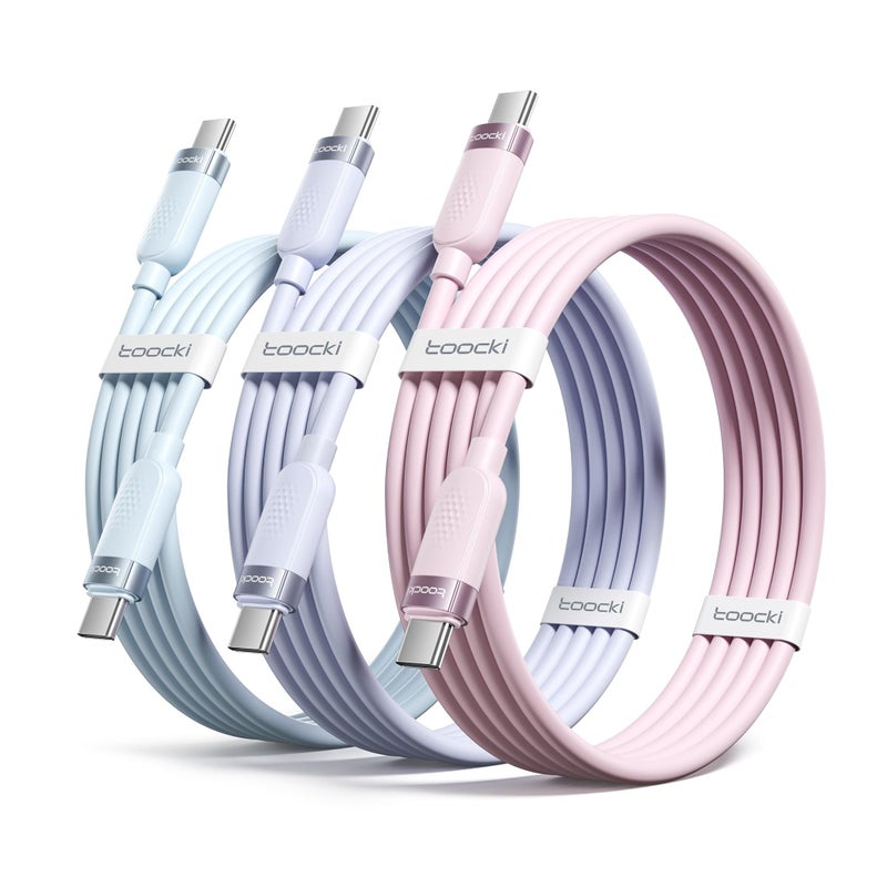 toocki USB C to USB C Cable [3Pack,6ft] 60W Fast Charging Type C Silicone Cord Compatible with iPhone 17 16 15 Pro Plus Pro Max Air, iPad Pro, Galaxy S25, Switch, MacBook Air, Pixel - Image 1