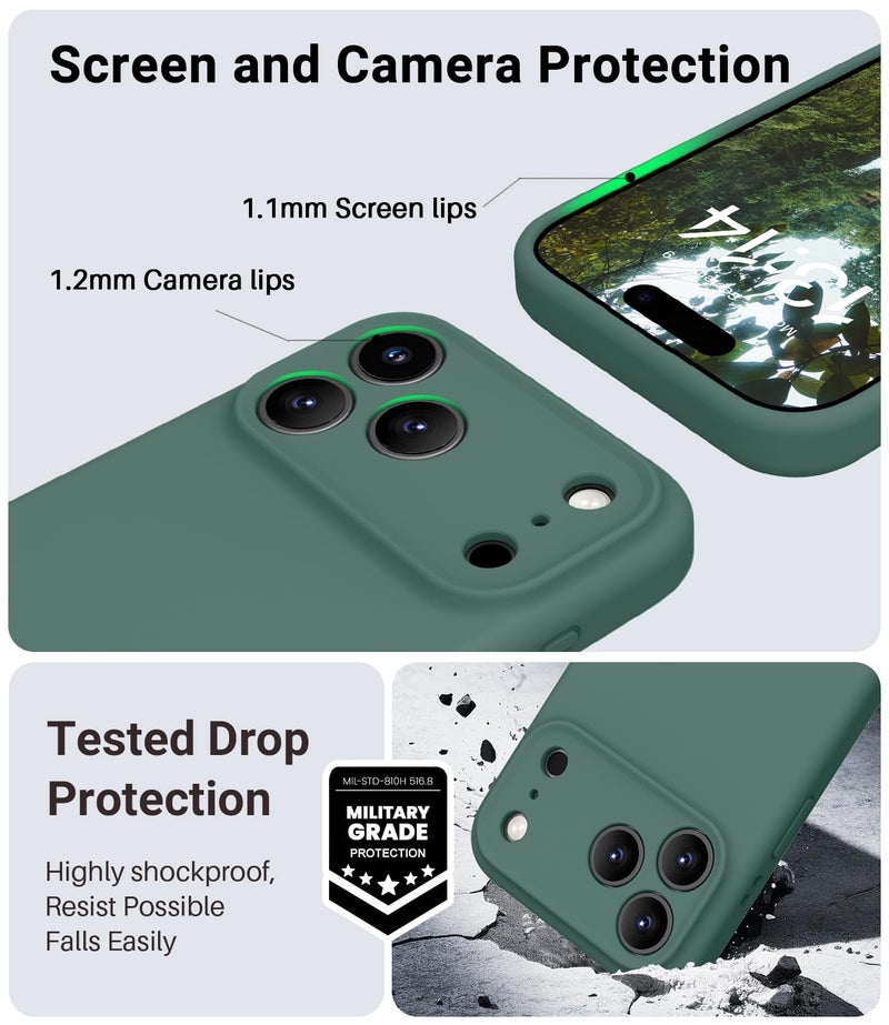 OTOFLY Magnetic for iPhone 17 Pro Max Case,Compatible with Magsafe,Classic Liquid Silicone Mobile Phone Case,Integrated Camera Control Button,Anti-Scratch Microfiber Lining, Pine Green - Image 5