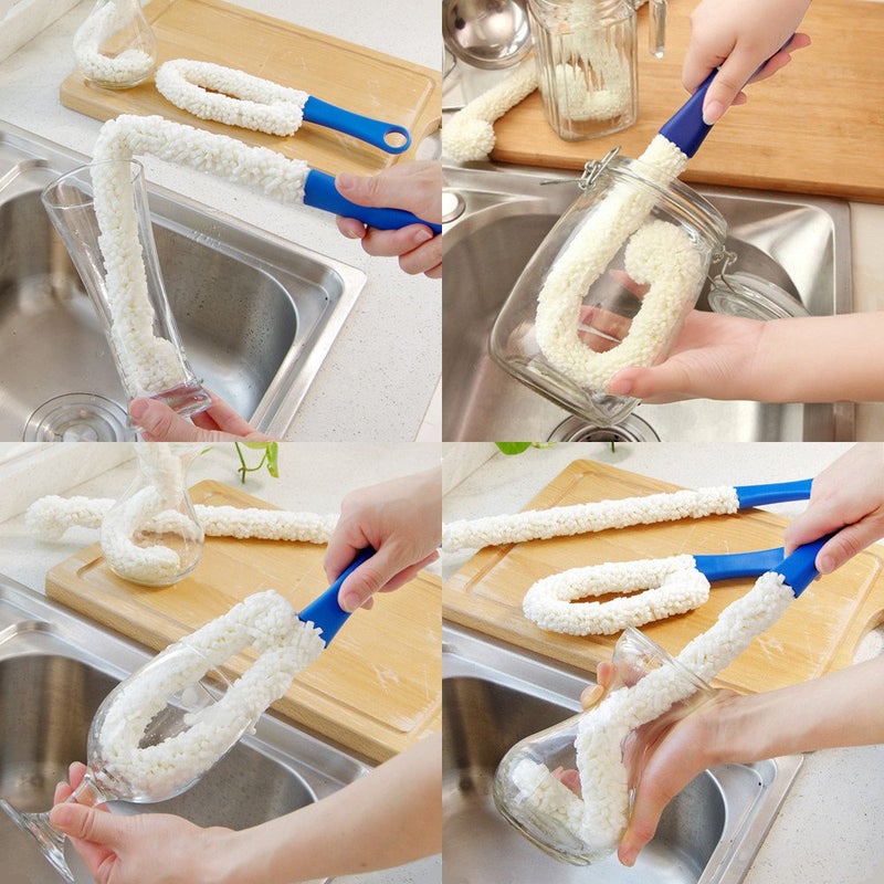 LJDJ Bottle Cleaning Brush - Set of 2 Flexible Bottle Scourer - Multi-Function Household Cleaning Tools for Cleaning of Wine Decanters, Goblets, Glasses, Cups - Image 4