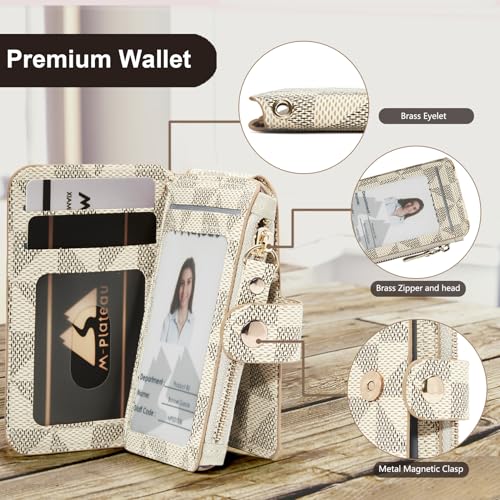 M-Plateau Card Cases, Leather Card & ID Cases,Credit Card Holder Wallet Small Card Case Wallet: Wallet Women Small Premium PU Leather, Slim Wallet for Travelling (off White) - Image 2
