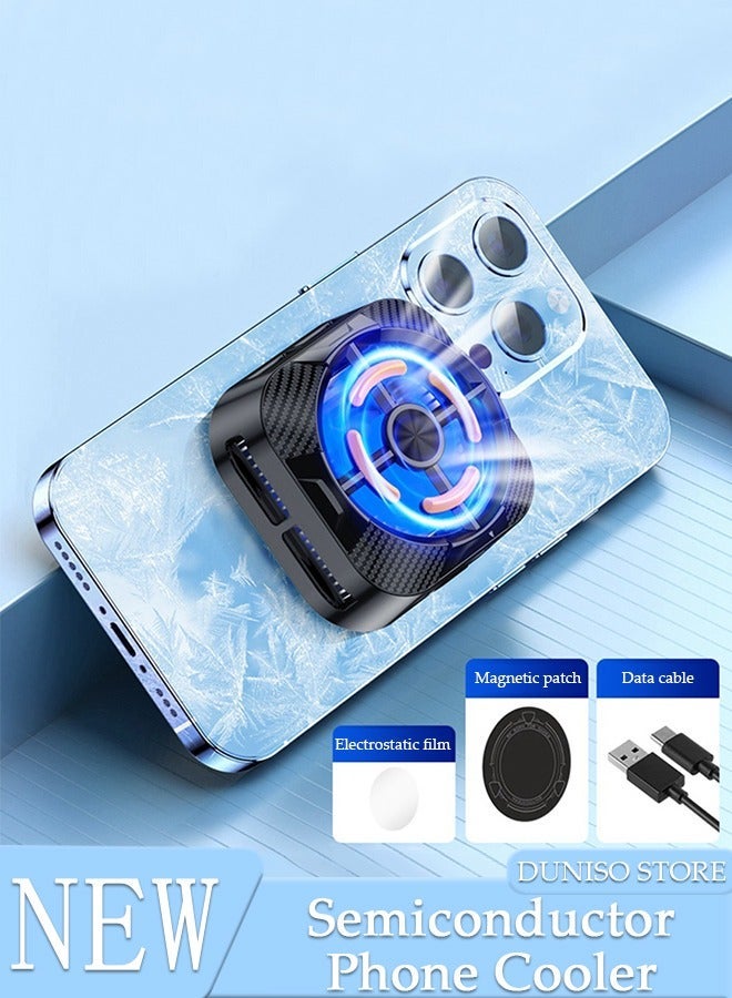 DUNISO Magnetic Semi-Conductor Cooling Chip for Live Streaming and Gaming, Fast Phone Cooling Fan with RGB Lights and Fast Charging, Cellphone Radiator for Mobile Gaming TikTok Live Strea - Image 1