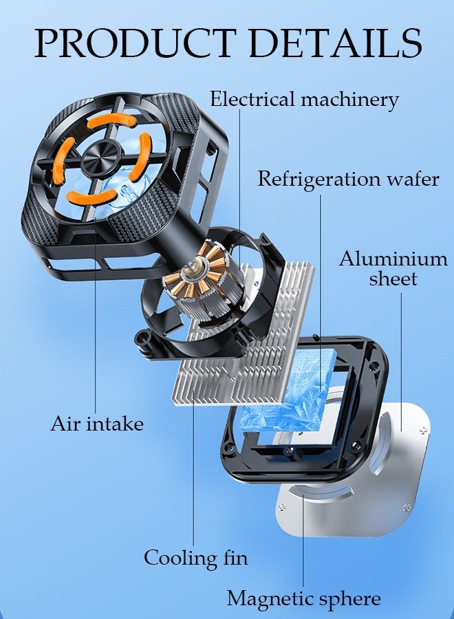 DUNISO Magnetic Semi-Conductor Cooling Chip for Live Streaming and Gaming, Fast Phone Cooling Fan with RGB Lights and Fast Charging, Cellphone Radiator for Mobile Gaming TikTok Live Strea - Image 2