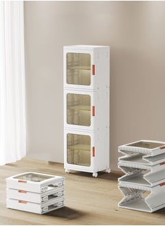 NKX 3 Layers Clear Folding Storage Boxes with Wheels  - Image 5