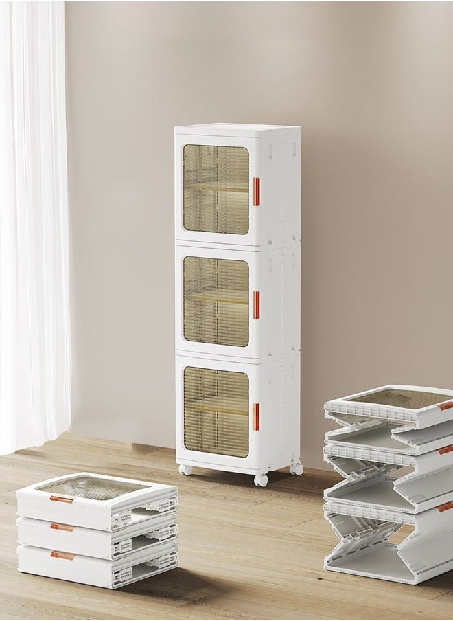 NKX - 3 Layers Clear Folding Storage Boxes with Wheels - Image 1