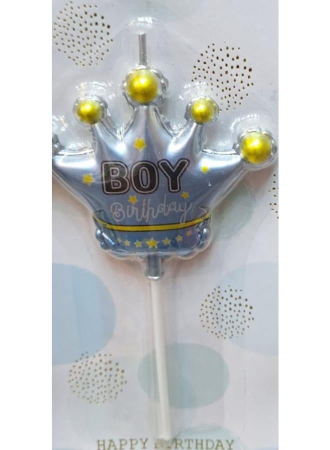 شمعة تاج عيد ميلاد سعيد للصبي قطعة واحدة مثالية لحفلات أعياد الميلاد