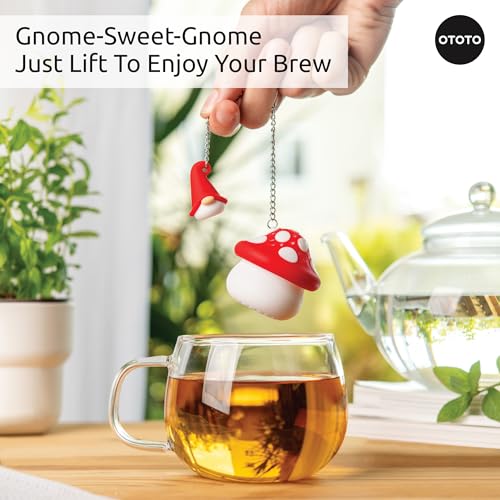 OTOTO Cute Tea Strainers - Loose Leaf Tea Steeper, Tea Infuser for Loose Leaf Tea, Tea Diffusers, Tea Accessories, Mushroom Gifts, Cute Kitchen Accessories, White Elephant Gifts, (Gnomeo, Gnome) - Image 4