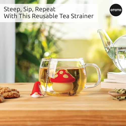 OTOTO Cute Tea Strainers - Loose Leaf Tea Steeper, Tea Infuser for Loose Leaf Tea, Tea Diffusers, Tea Accessories, Mushroom Gifts, Cute Kitchen Accessories, White Elephant Gifts, (Gnomeo, Gnome) - Image 3