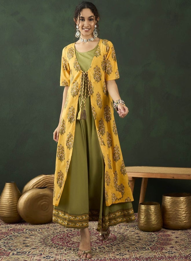 AKS Floral Printed Maxi Ethnic Dress for Women - Image 1