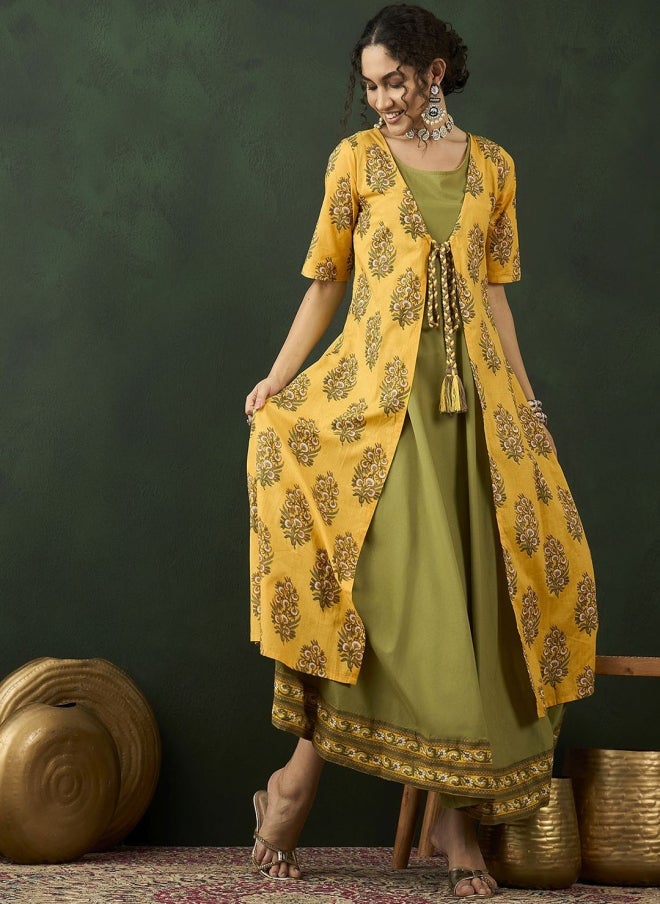 AKS Floral Printed Maxi Ethnic Dress for Women - Image 5