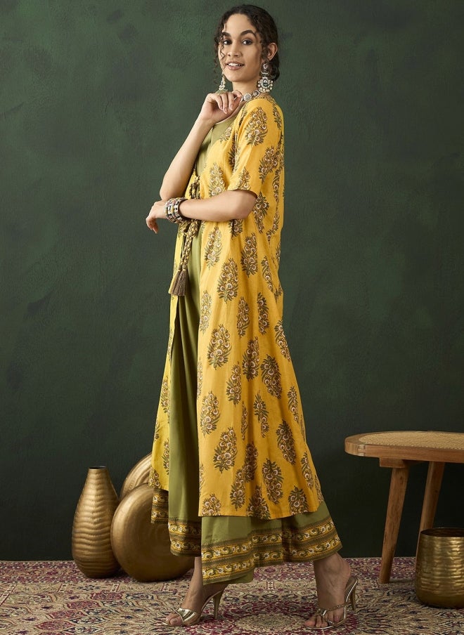 AKS Floral Printed Maxi Ethnic Dress for Women - Image 3