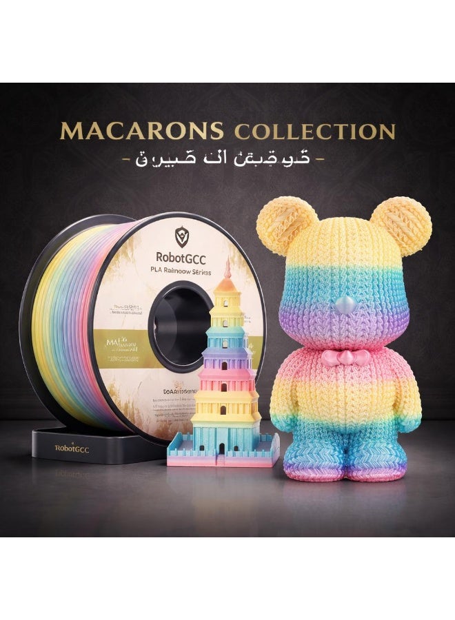 robotgcc Macaron PLA 1.75mm 3D Printer Filament 1KG | Rainbow Pastel Gradient PLA Filament | Silk Smooth Surface | Low Warp | Easy Print | High Precision Dimensional Accuracy | FDM Printing Material | Decorative Models Cosplay Art DIY Prototyping - Image 4