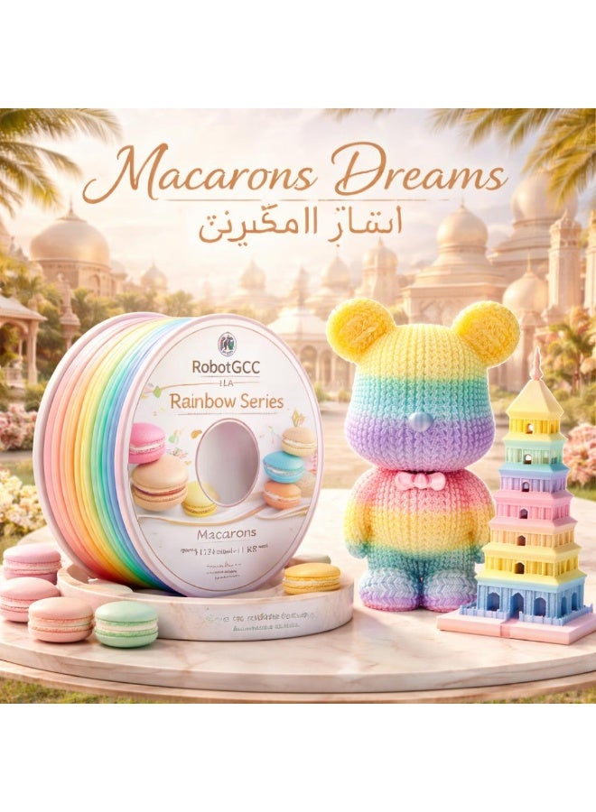 robotgcc Macaron PLA 1.75mm 3D Printer Filament 1KG | Rainbow Pastel Gradient PLA Filament | Silk Smooth Surface | Low Warp | Easy Print | High Precision Dimensional Accuracy | FDM Printing Material | Decorative Models Cosplay Art DIY Prototyping - Image 2