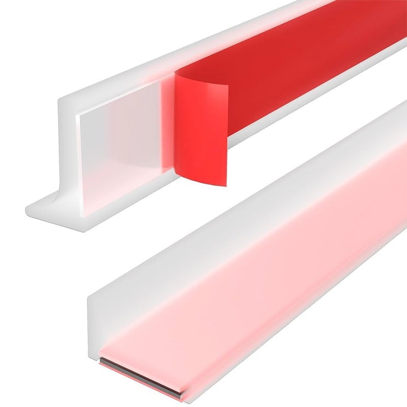 EXOFLY 66ft2m Shower Threshold Flexible Shower Water Guard Blocker Stopper SelfAdhesive Silicone Shower Water Dam Shower Splash Guard for Kitchen Countertop Sink Bathroom - Image 1