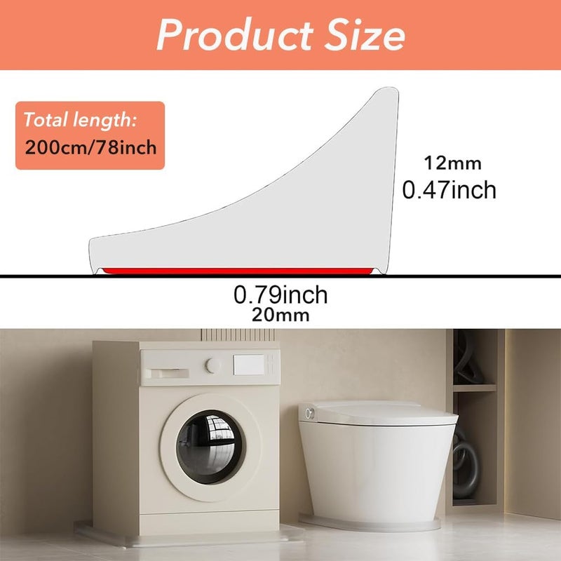 EXOFLY 66ft2m Shower Threshold Flexible Shower Water Guard Blocker Stopper SelfAdhesive Silicone Shower Water Dam Shower Splash Guard for Kitchen Countertop Sink Bathroom - Image 3
