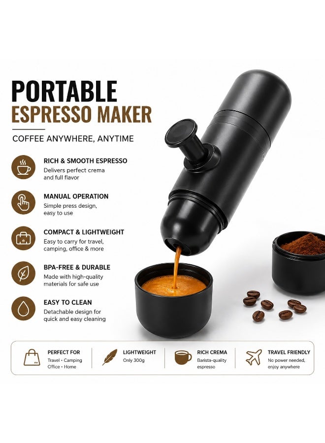 Portable Espresso Maker, Manual Handheld Coffee Machine for Travel, Camping, & Office - Perfect Crema, Lightweight & Easy to Clean - Image 1