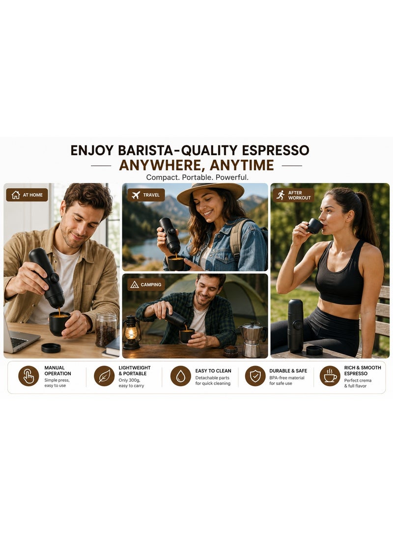 Portable Espresso Maker, Manual Handheld Coffee Machine for Travel, Camping, & Office - Perfect Crema, Lightweight & Easy to Clean - Image 3