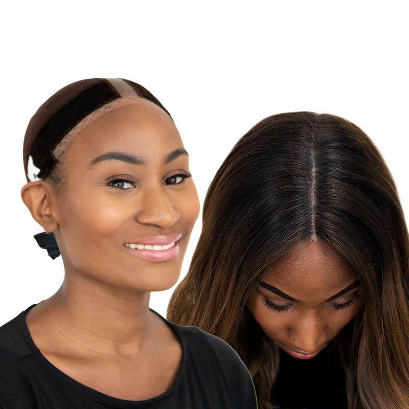 MILANO COLLECTION Lace Wig Grip Cap for Women, Adjustable Wig Caps for Women Non Slip with Headband to Secure Lace Top Perfectly in Place, One Size Fits All, 2 Pack, Chocolate Brown