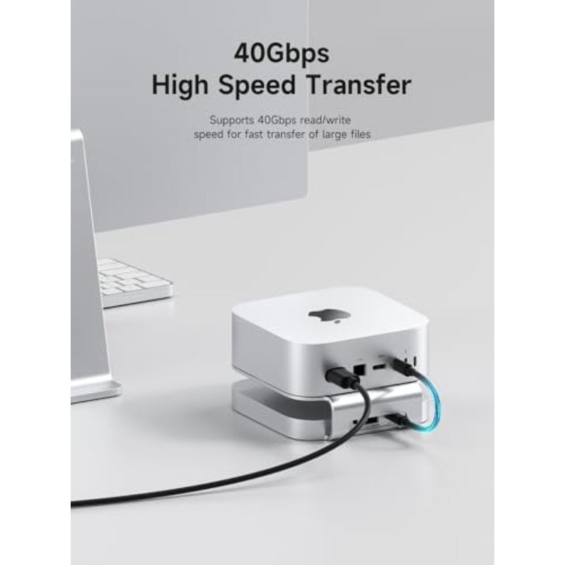 Mac Mini M4 Hub and Stand with 40Gbps SSD Enclosure, 3 in 1 USB Type-C Docking Station with 40Gbps M.2 NVMe SSD Case, USB2.0 * 3, 3.5mm jack AUX MC60 Pro - Image 3