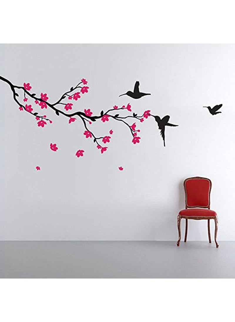 Decals Design Decals Design 'Humming Birds and Blossoms' Wall Sticker (PVC Vinyl, 50 cm x 70 cm, Multicolour)  - Image 1