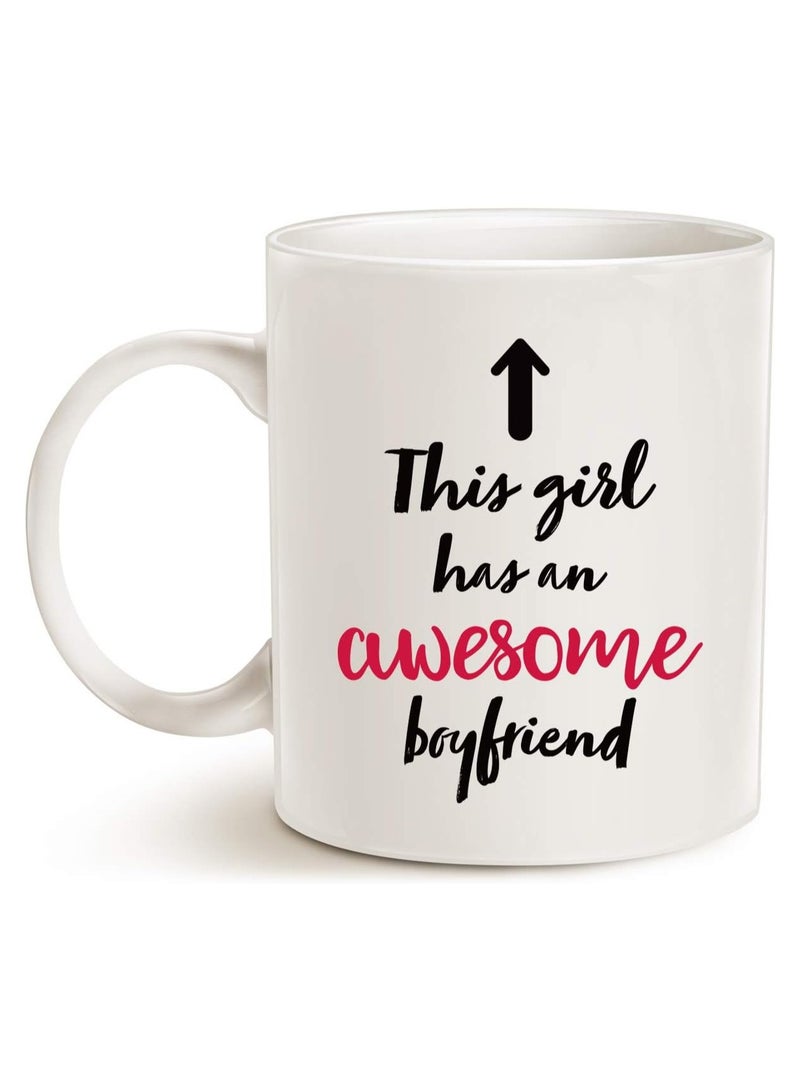 SHOP NEW ARRIVALS This Girl Has an Awesome Boyfriend Best Valentines Day Gifts for Girlfriend Women, Unique Present Ideas for Her Cup - Image 1