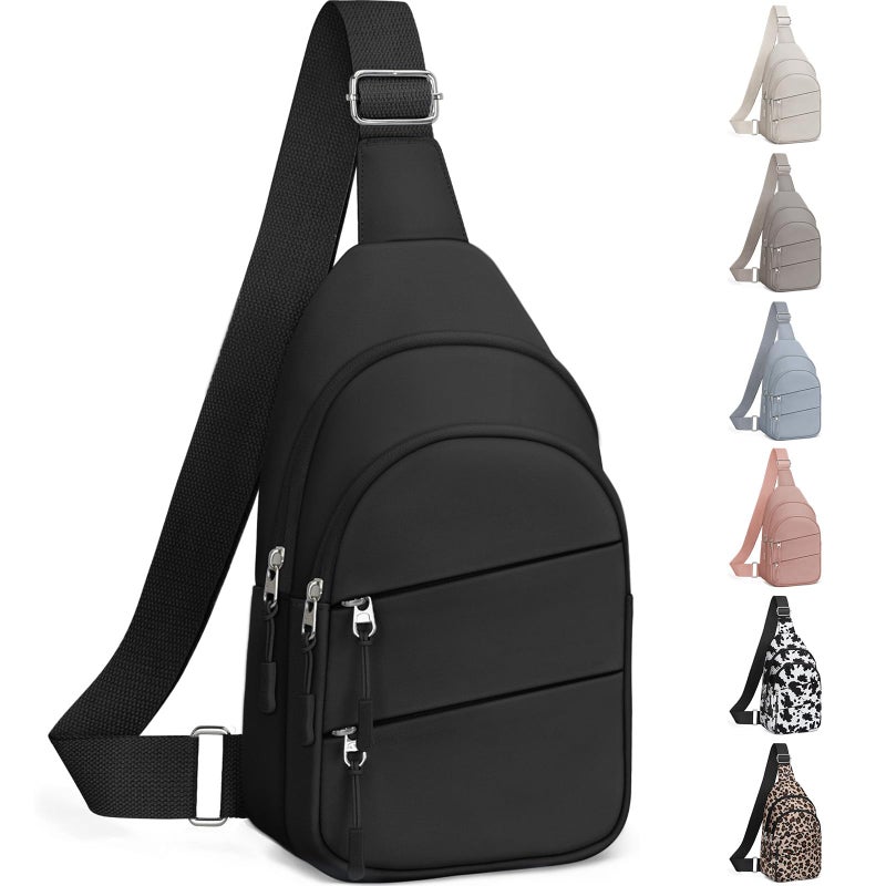 Tuwubi Crossbody Bags for Women, Sling Bag for Men, Small Hiking Backpack Anti Theft Lightweight for Outdoors Travel (M, Black) - Image 1