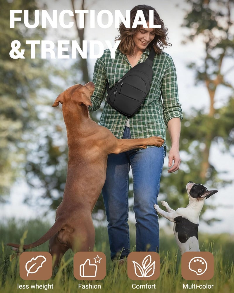 Tuwubi Crossbody Bags for Women, Sling Bag for Men, Small Hiking Backpack Anti Theft Lightweight for Outdoors Travel (M, Black) - Image 3