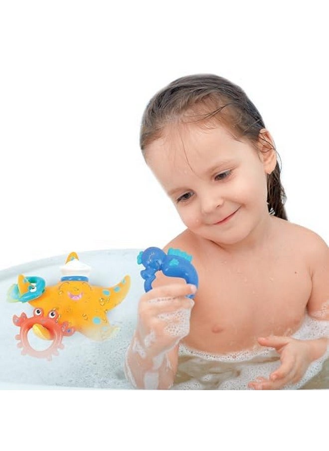 Nuby Nuby Starfish Ring Toss Bath Toy, Includes 3 Toss Rings (Crabfish, Tropical Fish and Seahorse)  - Image 2