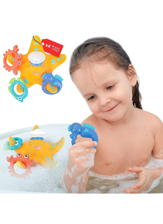 Nuby Nuby Starfish Ring Toss Bath Toy, Includes 3 Toss Rings (Crabfish, Tropical Fish and Seahorse)  - Image 1
