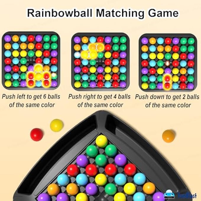 FunBlast Rainbow Ball Chess Board Game for 24 Players Game for Kids Puzzle Magic Rainbow Ball Matching Game  48 Pcs Ball Multicolor - Image 4