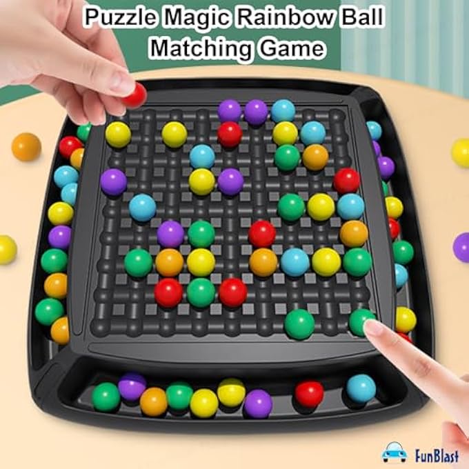 FunBlast Rainbow Ball Chess Board Game for 24 Players Game for Kids Puzzle Magic Rainbow Ball Matching Game  48 Pcs Ball Multicolor - Image 5