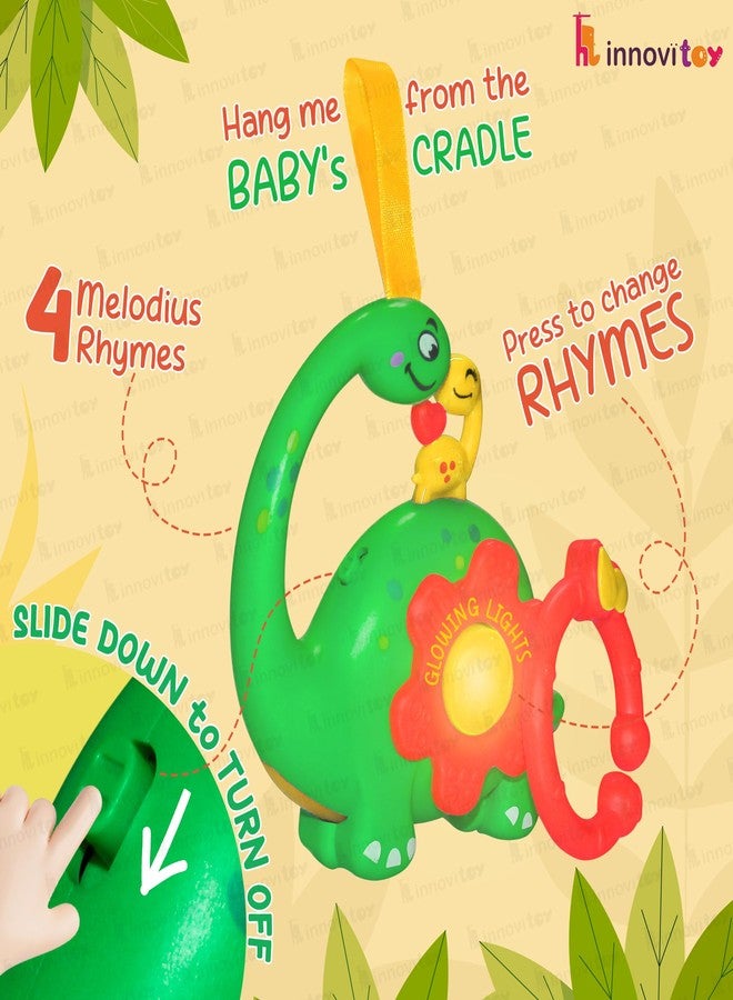 innovitoy Infant Plastic Musical Cradle Rattle New Born Baby Toys For 0-6 Month|With Attachable Loop & Clip|Light-Up Musical Toy, Press Button For 4 Rhymes|Bpa-Free|Baby Gift Set-Made In India(Green) - Image 3