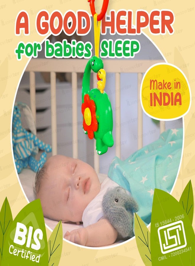 innovitoy Infant Plastic Musical Cradle Rattle New Born Baby Toys For 0-6 Month|With Attachable Loop & Clip|Light-Up Musical Toy, Press Button For 4 Rhymes|Bpa-Free|Baby Gift Set-Made In India(Green) - Image 5