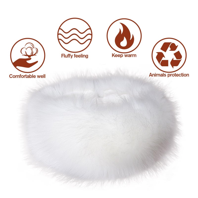 Dikoaina Womens Faux Fur Headband Winter Earwarmer Earmuff Ski (White) - Image 4