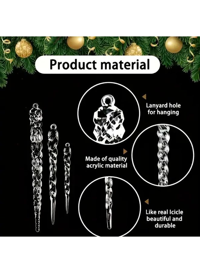 24 Pink Acrylic Ice Stalactite Hanging Christmas Tree Ornament Set - Image 4