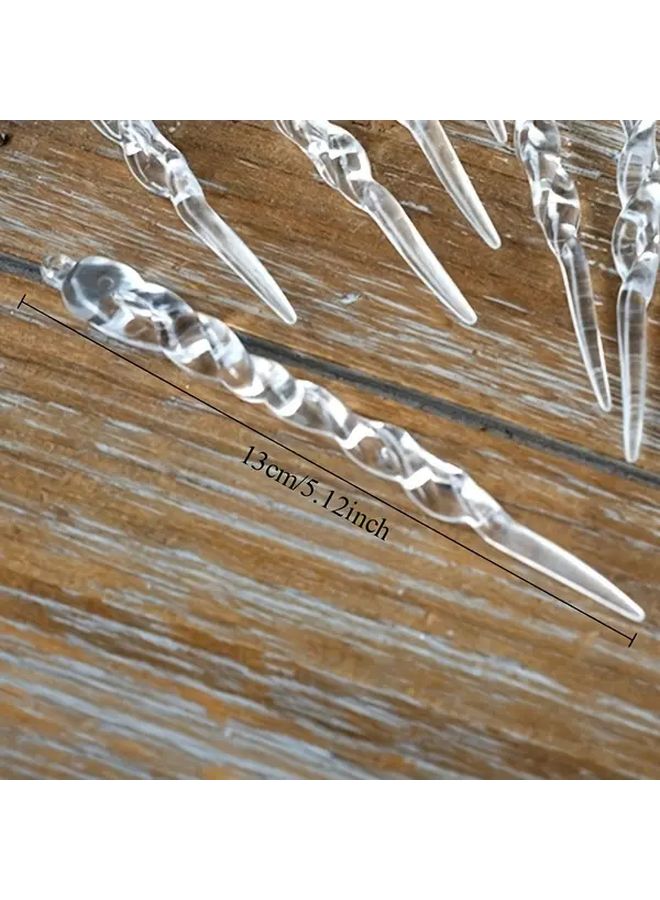 24 Pink Acrylic Ice Stalactite Hanging Christmas Tree Ornament Set - Image 2
