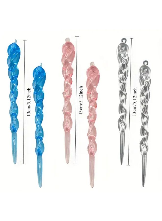24 Pink Acrylic Ice Stalactite Hanging Christmas Tree Ornament Set - Image 3