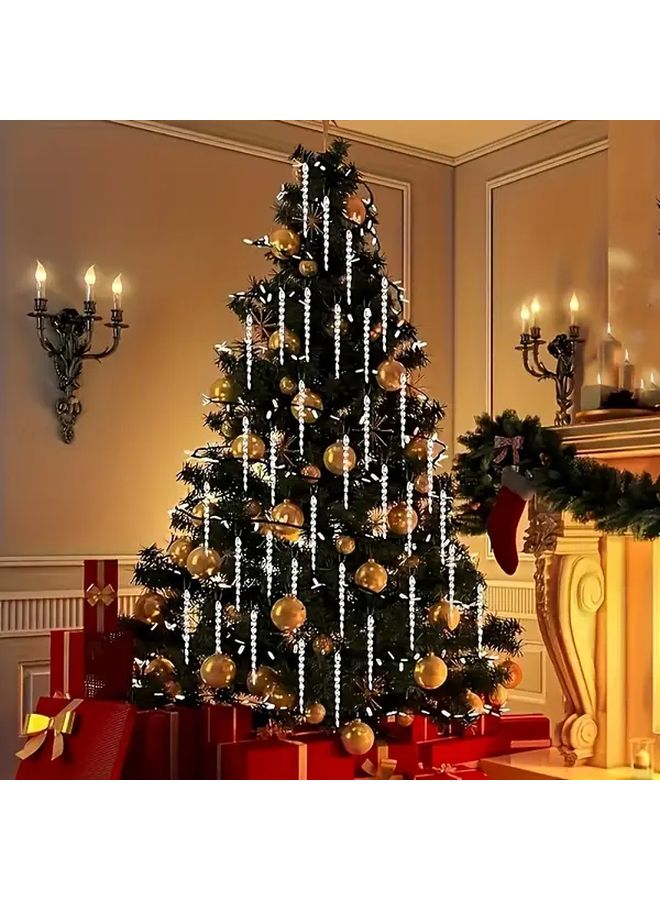 24 Pink Acrylic Ice Stalactite Hanging Christmas Tree Ornament Set - Image 5