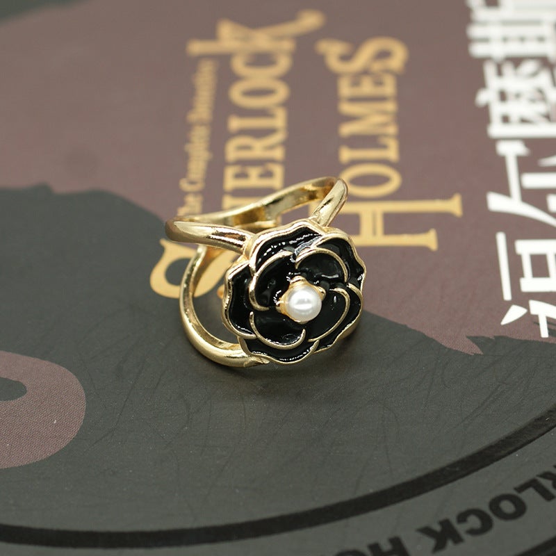 Luxury Camellia Dual-Use Scarf Buckle001 black Camellia (trumpet, inner diameter 18mm) 001 black Camellia (trumpet, inner diameter 18mm) 