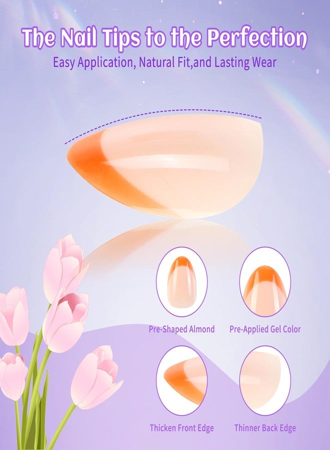 Kawyehu 90 Pieces Press on Nails for Kids, Kawyehu 3 Pack Nails for Kids Colorful Press on Nails for Girls 8-12 Years with Glue, Almond Fake Nail Kit for 9 10 11 12 Year Old, Summer - Image 5