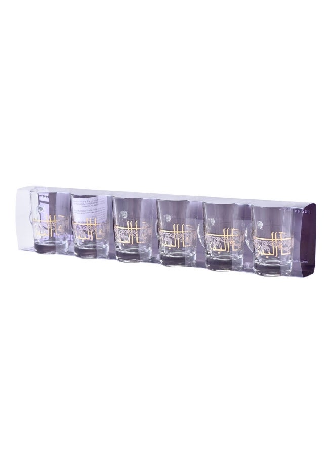 Dimlaj 6-Piece Glass Tea Tumbler Set with Handle Clear and Deyar Gold 170 g DJ-42802 - Image 2