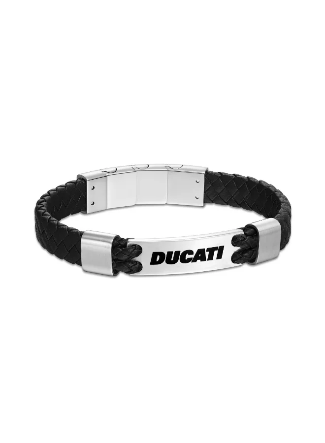 دوكاتي Expedition Black Leather Braided Bracelet for Men